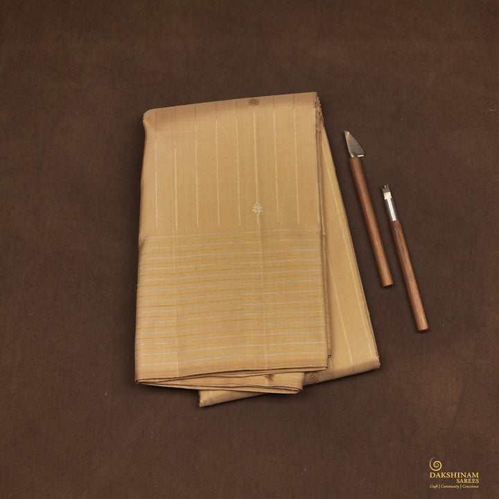 Handwoven Beige Kanjivaram Silk Saree - 2342T011358DSC