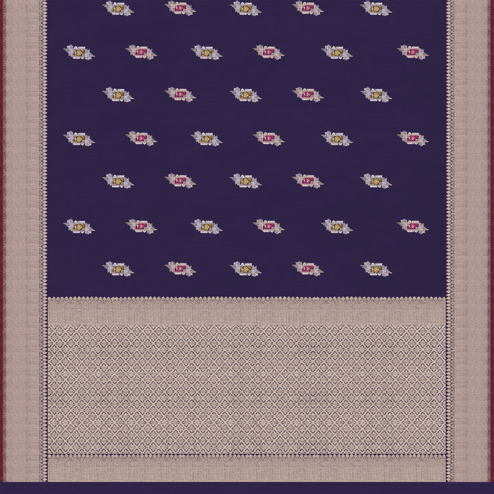 Handwoven Blue Banarasi Silk Saree - 2339N028517DSC