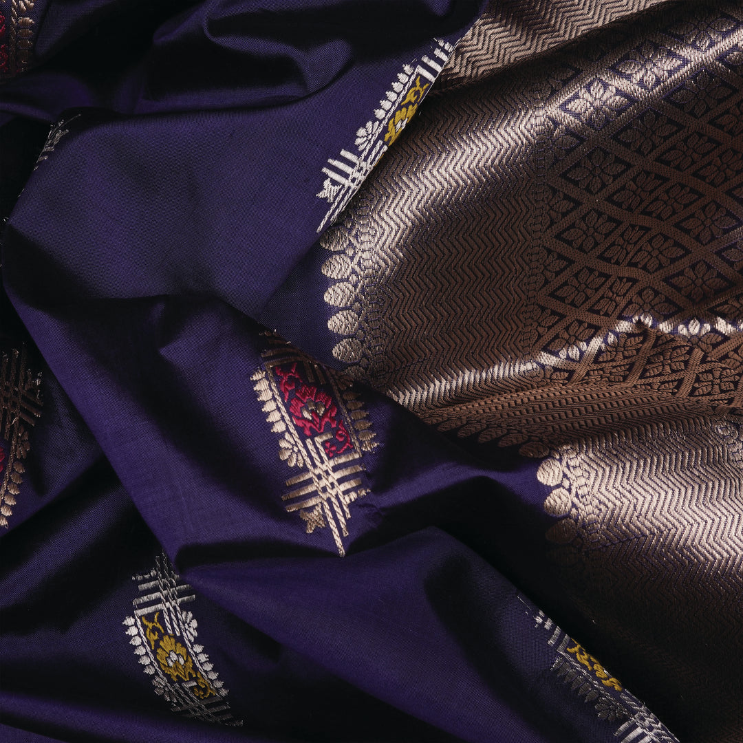 Handwoven Blue Banarasi Silk Saree - 2339N028517DSC