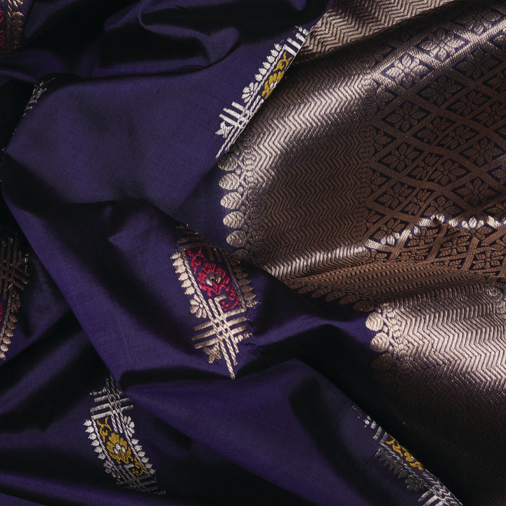 Handwoven Blue Banarasi Silk Saree - 2339N028517DSC