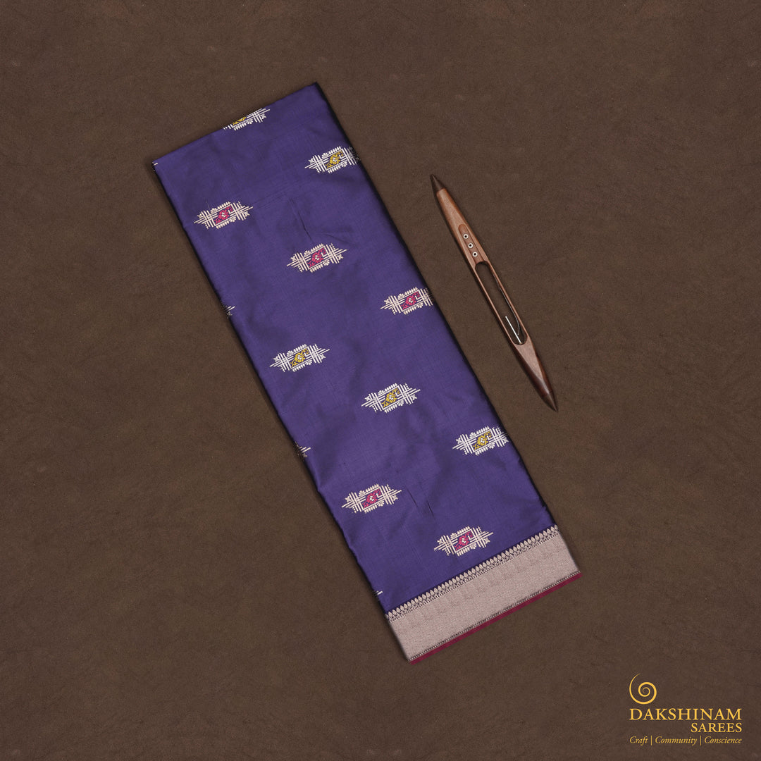 Handwoven Blue Banarasi Silk Saree - 2339N028517DSC