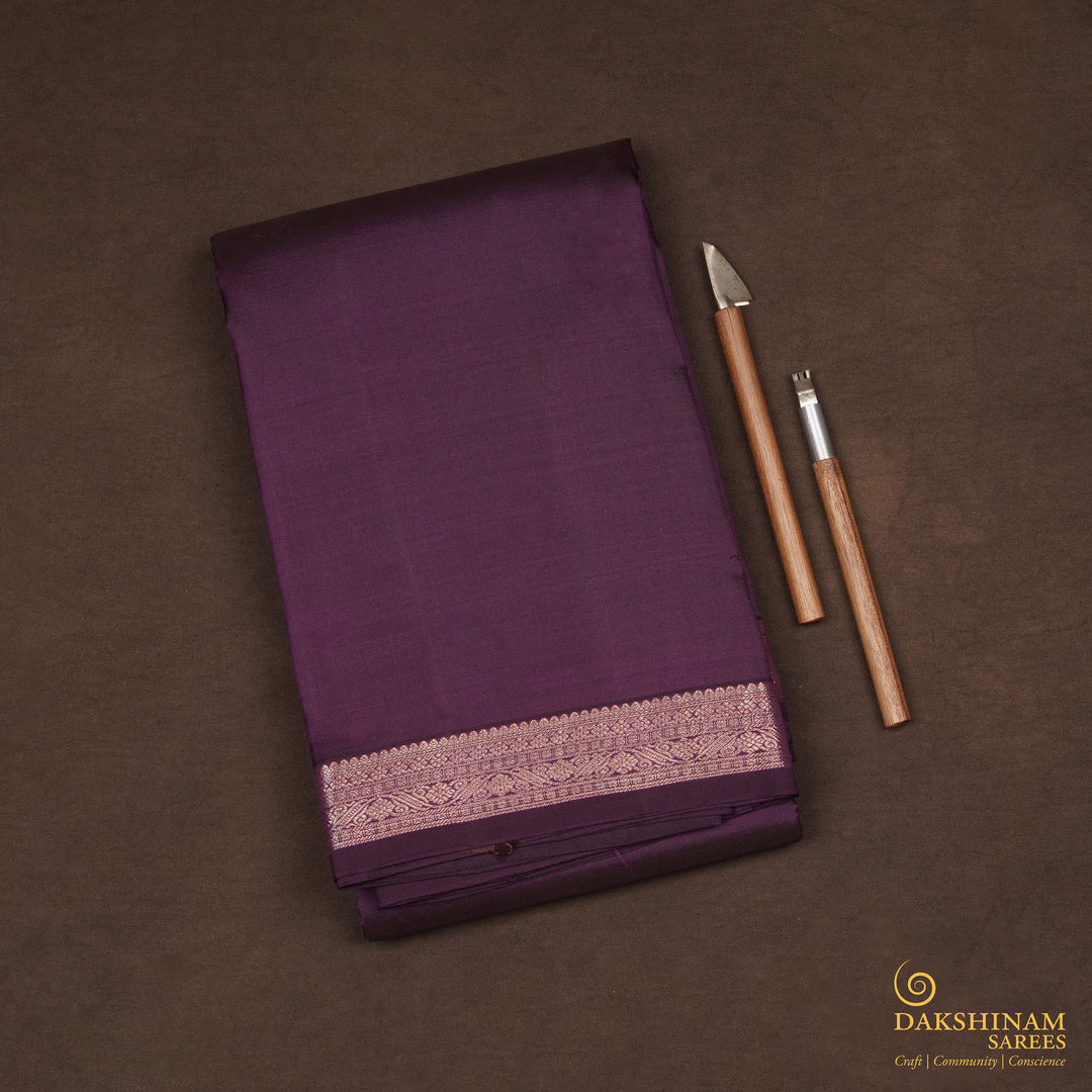 Handwoven Purple Kanjivaram  Silk Saree - 2306T010737DSC