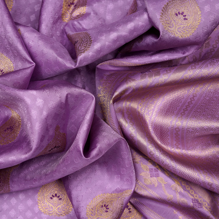 Handwoven Lavender with Purple Kanjivaram Silk Saree - 2297T011017DSS
