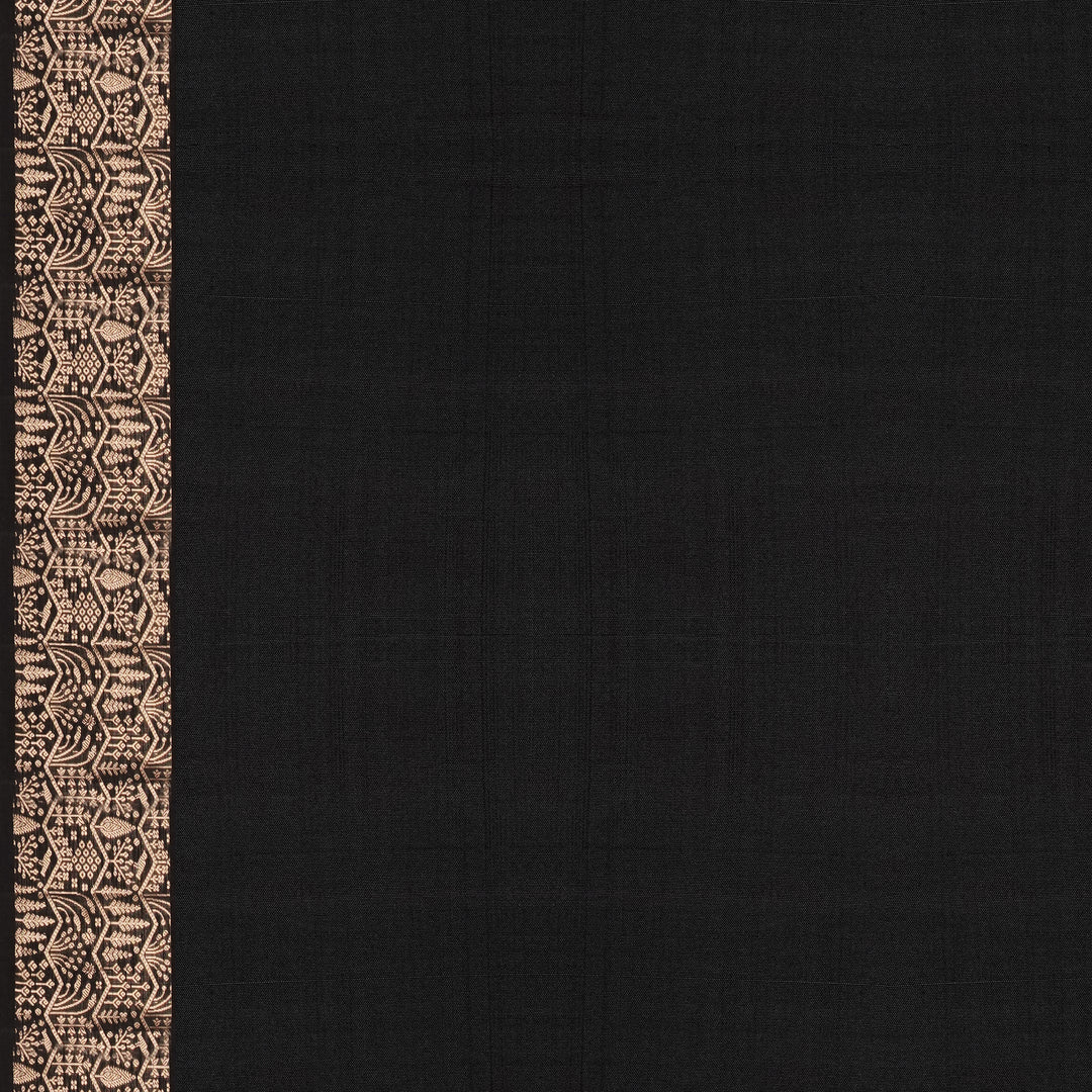 Handwoven Grey with Black Soft Silk Ikat Saree - 2381T011174DSC