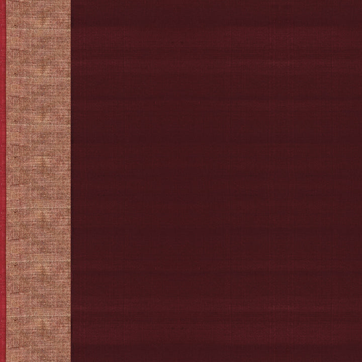 Handwoven Yellow with Maroon Silk Cotton Saree - 2375T011176DSC