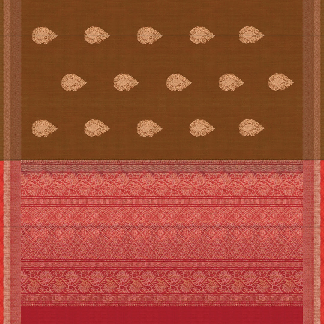 Handwoven Mustard with Pink Silk Cotton Saree - 2340T011205DSC