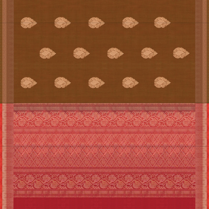 Handwoven Mustard with Pink Silk Cotton Saree - 2340T011205DSC