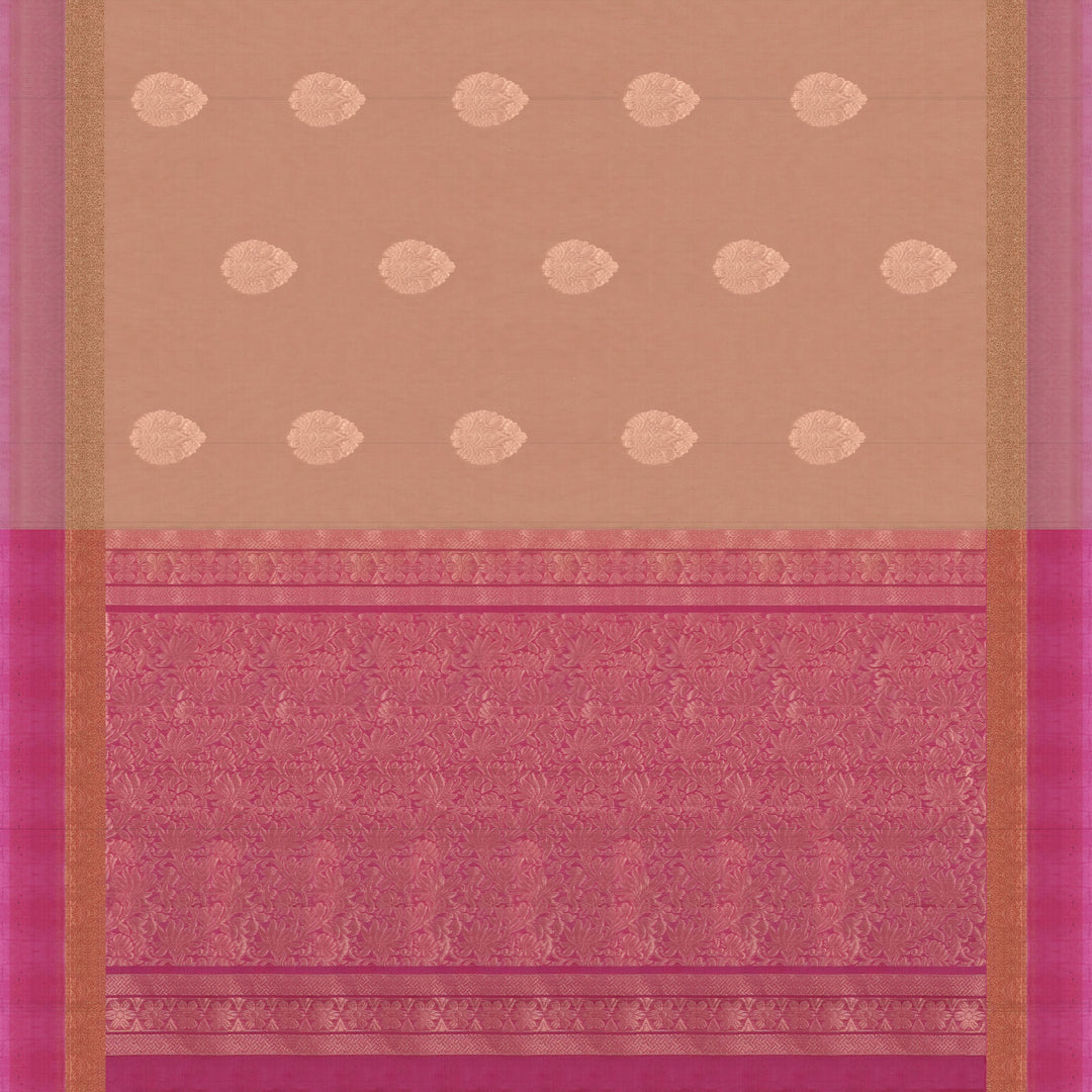 Handwoven Beige with Pink Silk Cotton Saree - 2337T011206DSC