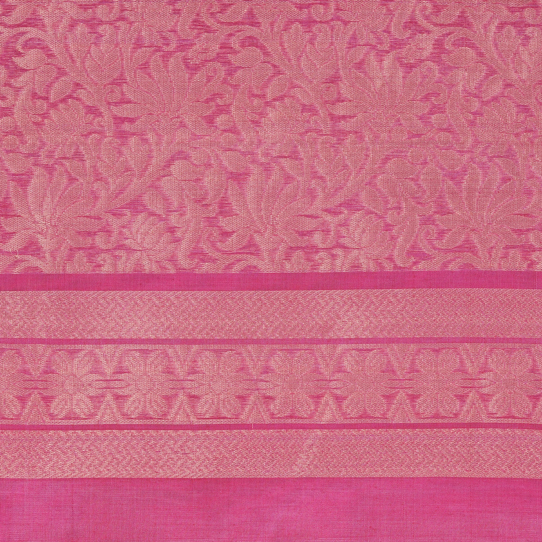 Handwoven Beige with Pink Silk Cotton Saree - 2337T011206DSC