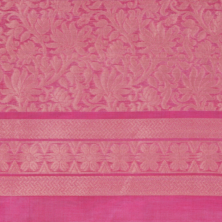 Handwoven Beige with Pink Silk Cotton Saree - 2337T011206DSC