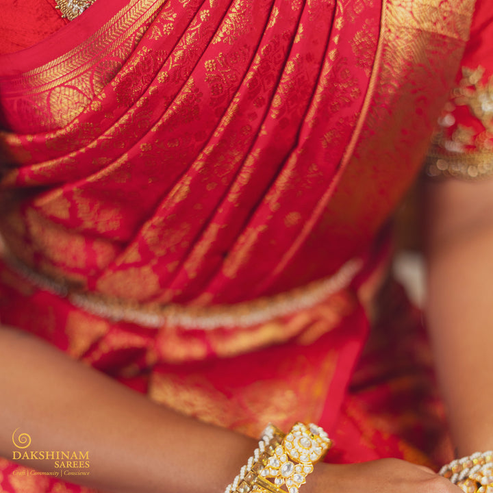 Handwoven Red Kanjivaram Silk Saree - 2465T012269DSC