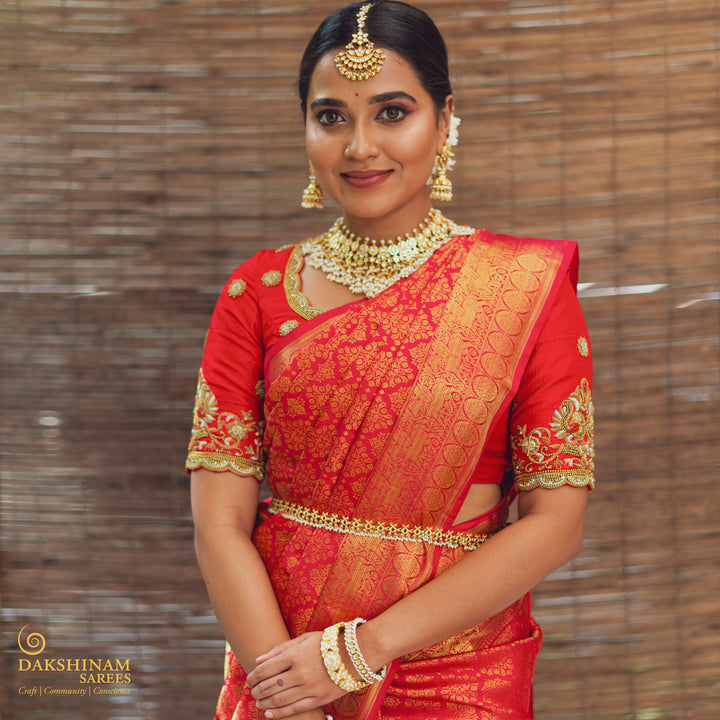 Handwoven Red Kanjivaram Silk Saree - 2465T012269DSC