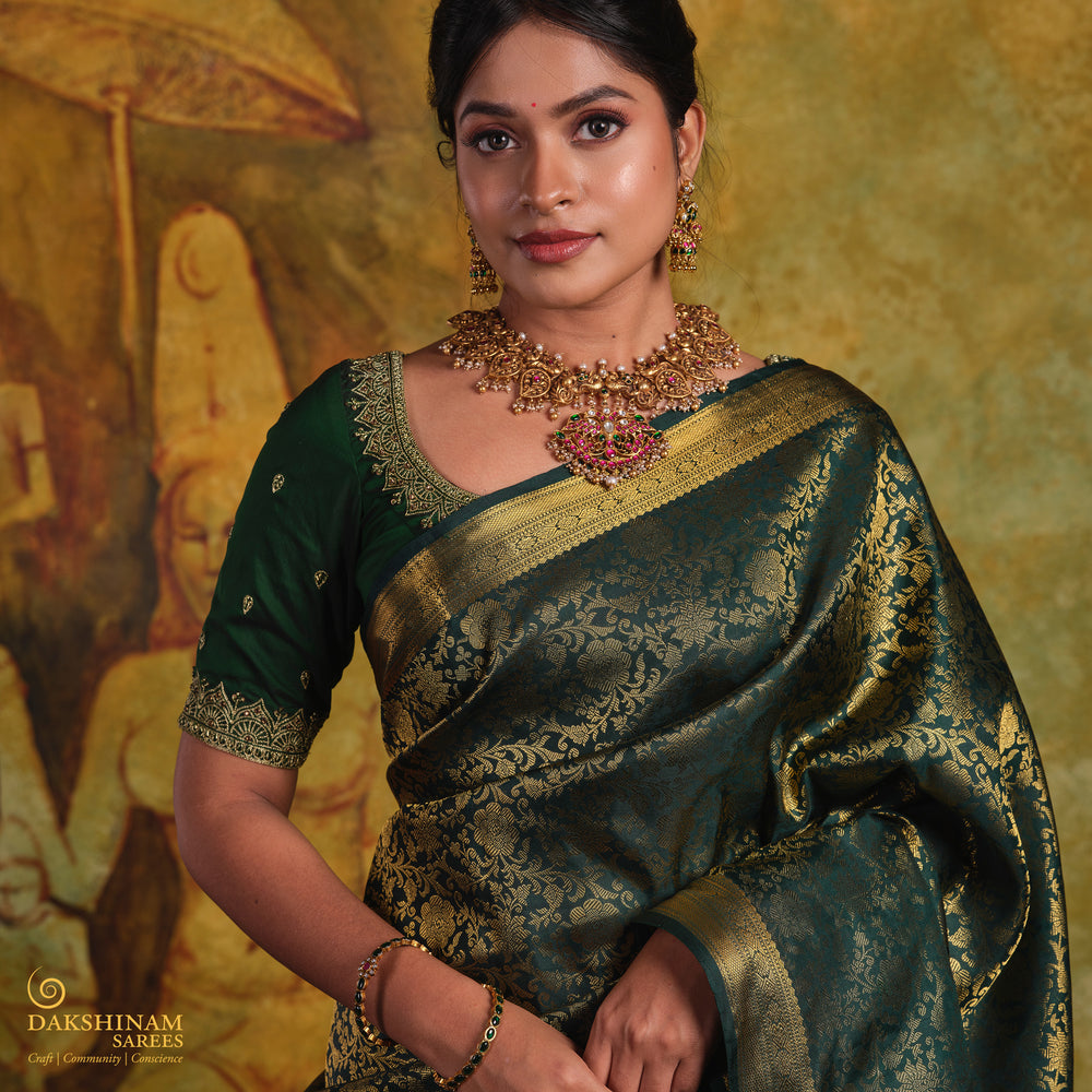 Pallu of  Handwoven Kanjivaram Silk Saree