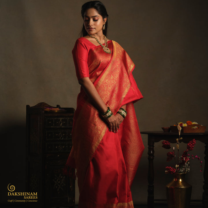 Pallu of  Handwoven Kanjivaram Silk Saree