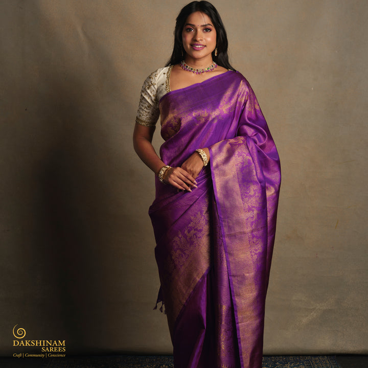 Handwoven Purple Kanjivaram Silk Saree - 2901T014150DSC