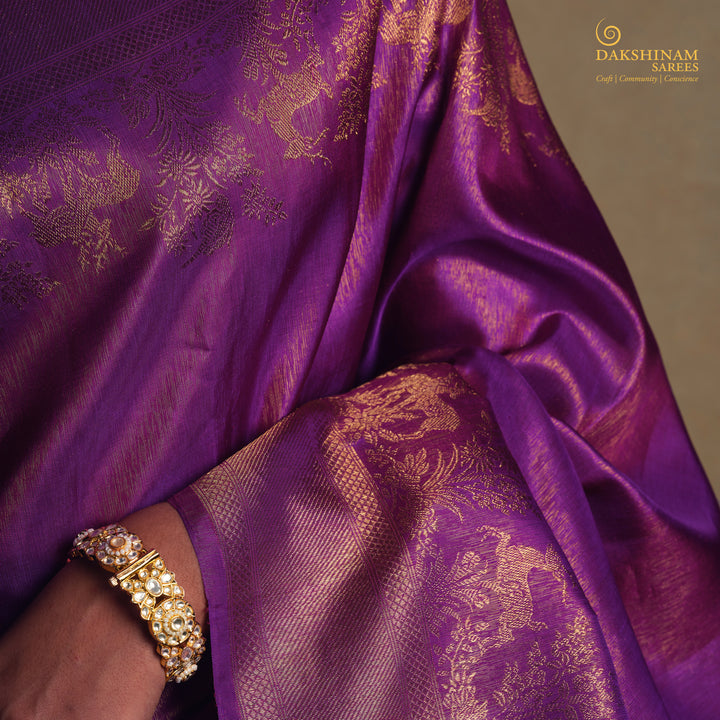 Handwoven Purple Kanjivaram Silk Saree - 2901T014150DSC