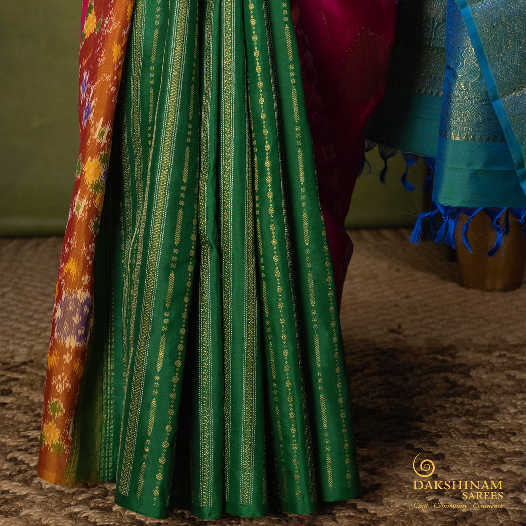 Multicolor Korvai Ikat Saree with Peacock Blue Pallu 3541T016625DSC