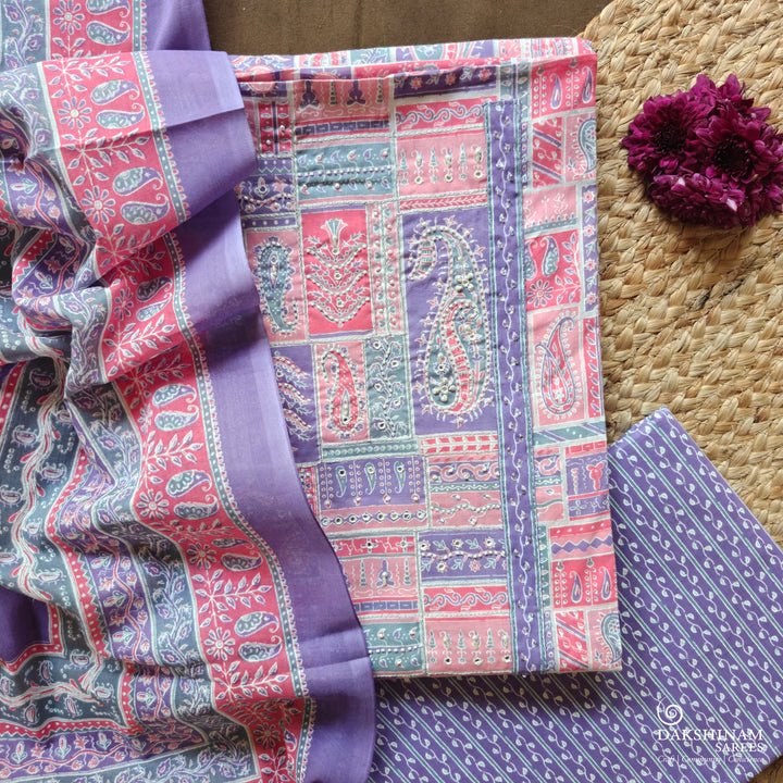 Pink and Violet Three-Piece Suit Set with Paisley Buttas and Stonework 61N045955DSC