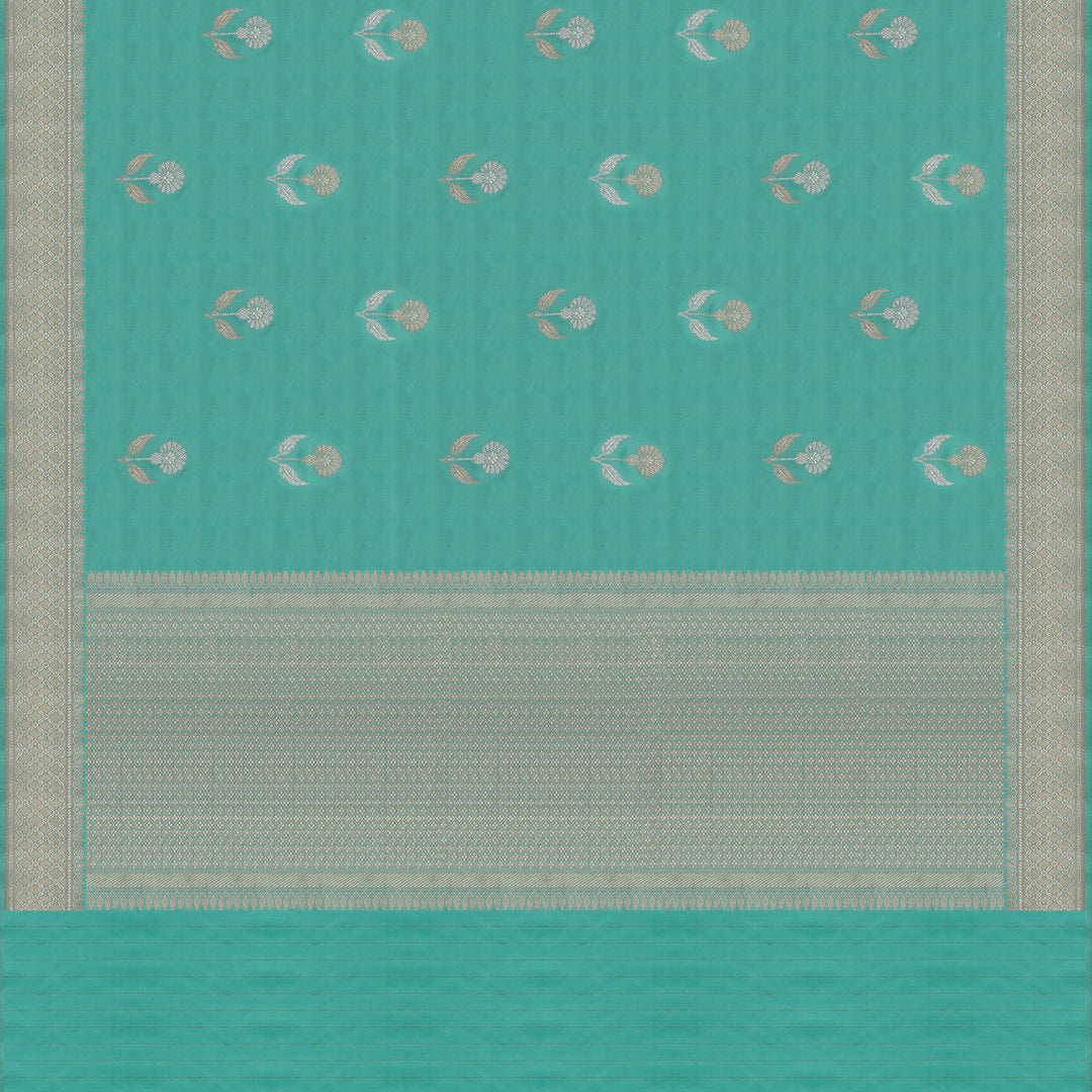 Handwoven Aqua Banarasi Silk Saree - 1671T006231DSC