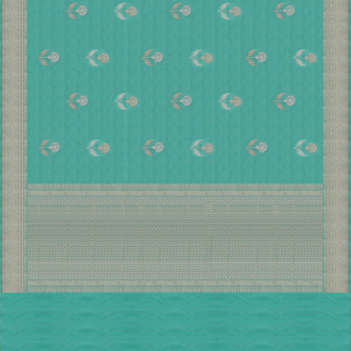 Handwoven Aqua Banarasi Silk Saree - 1671T006231DSC