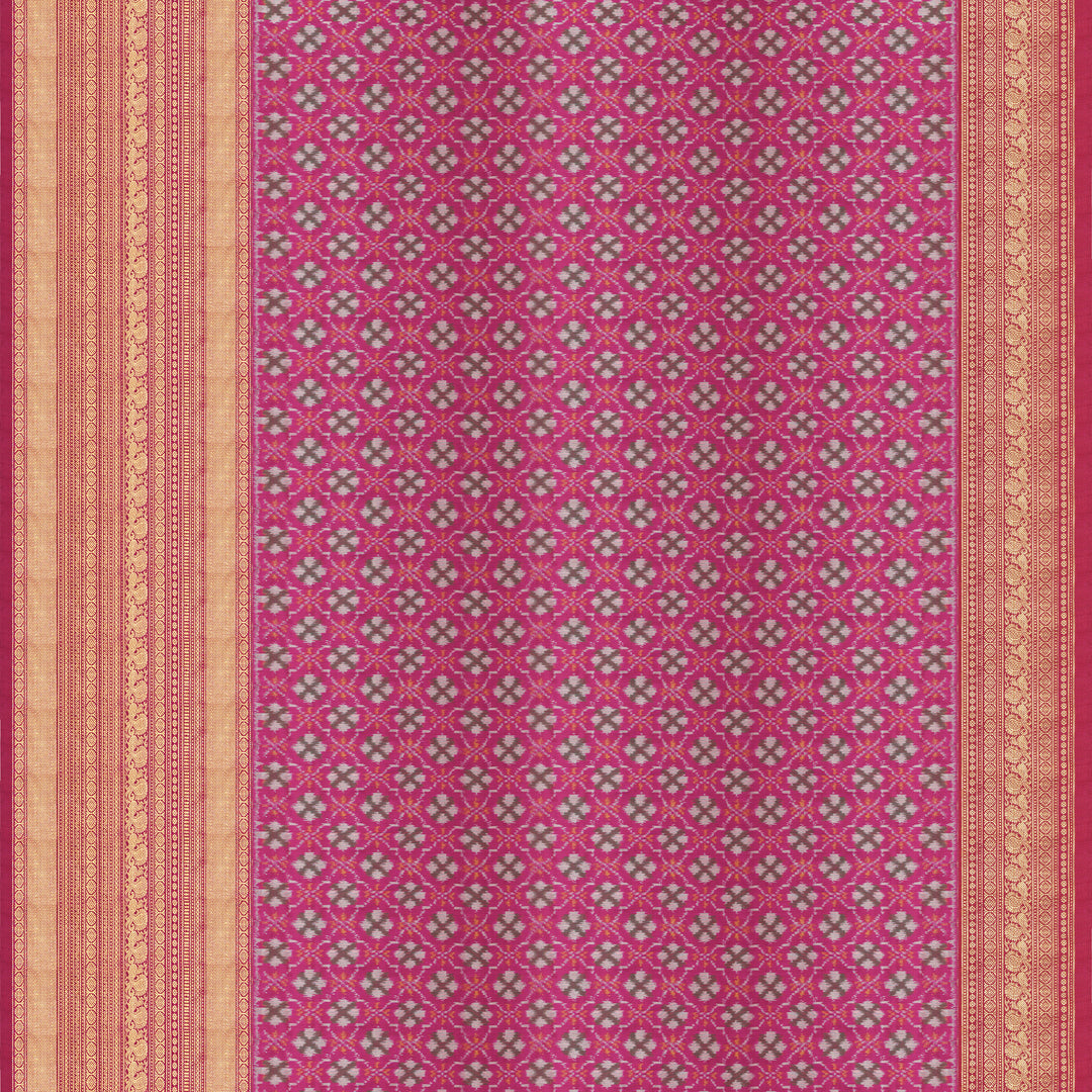 Handwoven Red with Magenta Twill weave Kanjivaram Silk Saree - 1672T007497DSC