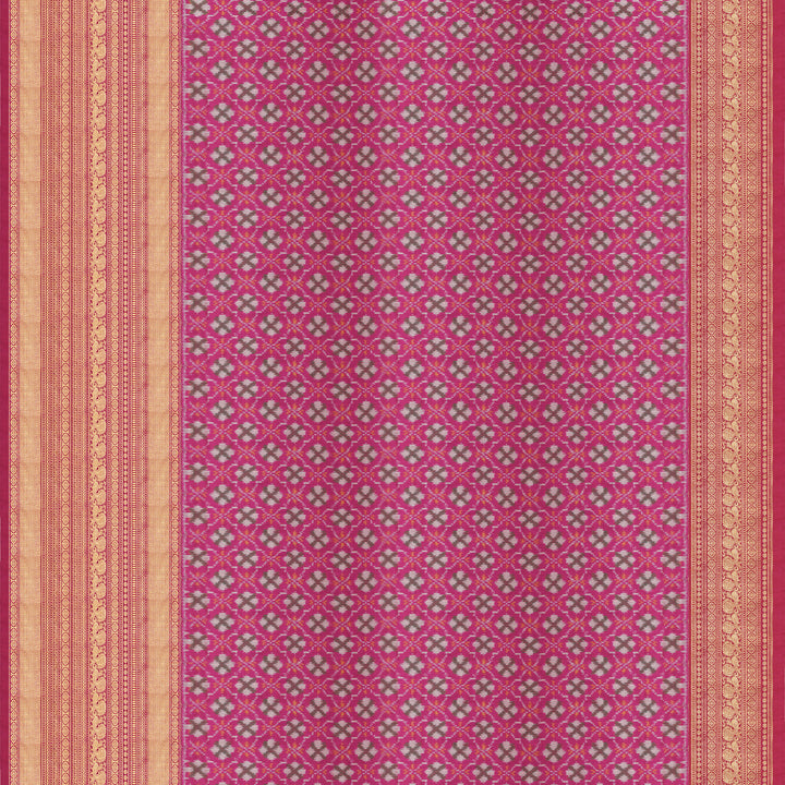 Handwoven Red with Magenta Twill weave Kanjivaram Silk Saree - 1672T007497DSC