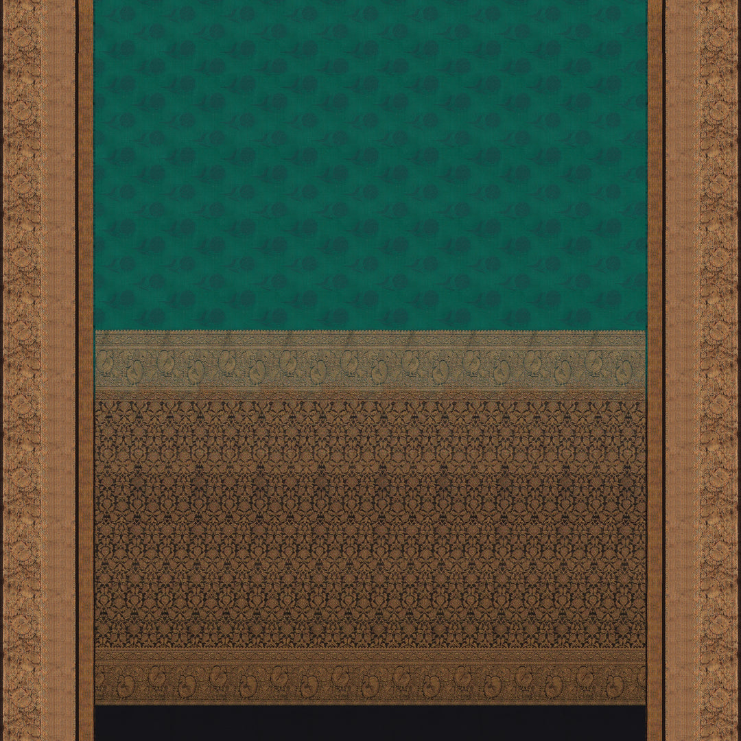 Handwoven Green with Black Silk Cotton Saree - 1723T007469DSC