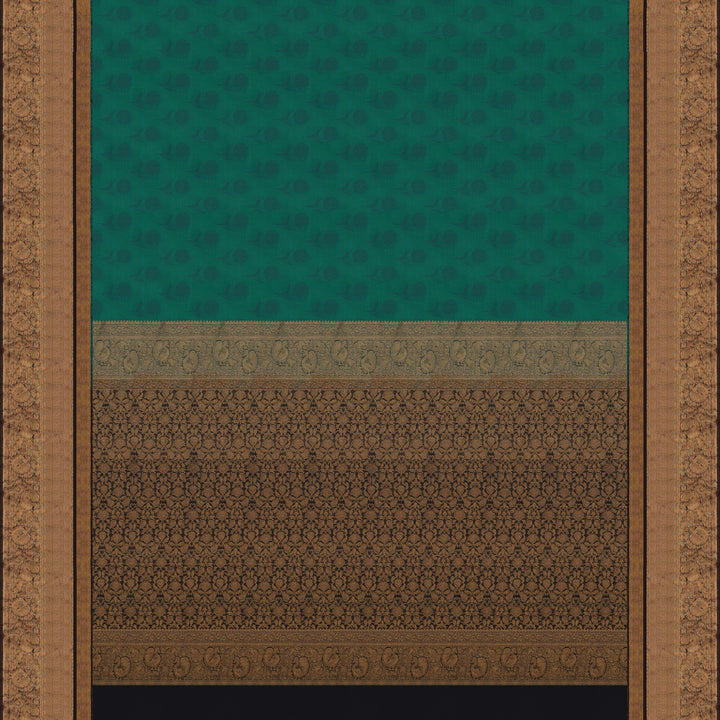 Handwoven Green with Black Silk Cotton Saree - 1723T007469DSC