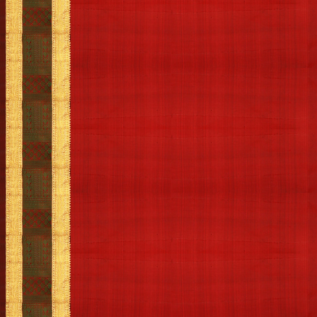 Handwoven Yellow with Maroon Kanjivaram Silk Saree - 475T002834DSC - Blouse View