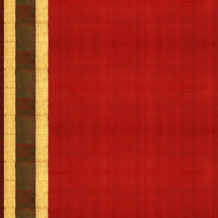Handwoven Yellow with Maroon Kanjivaram Silk Saree - 475T002834DSC - Blouse View