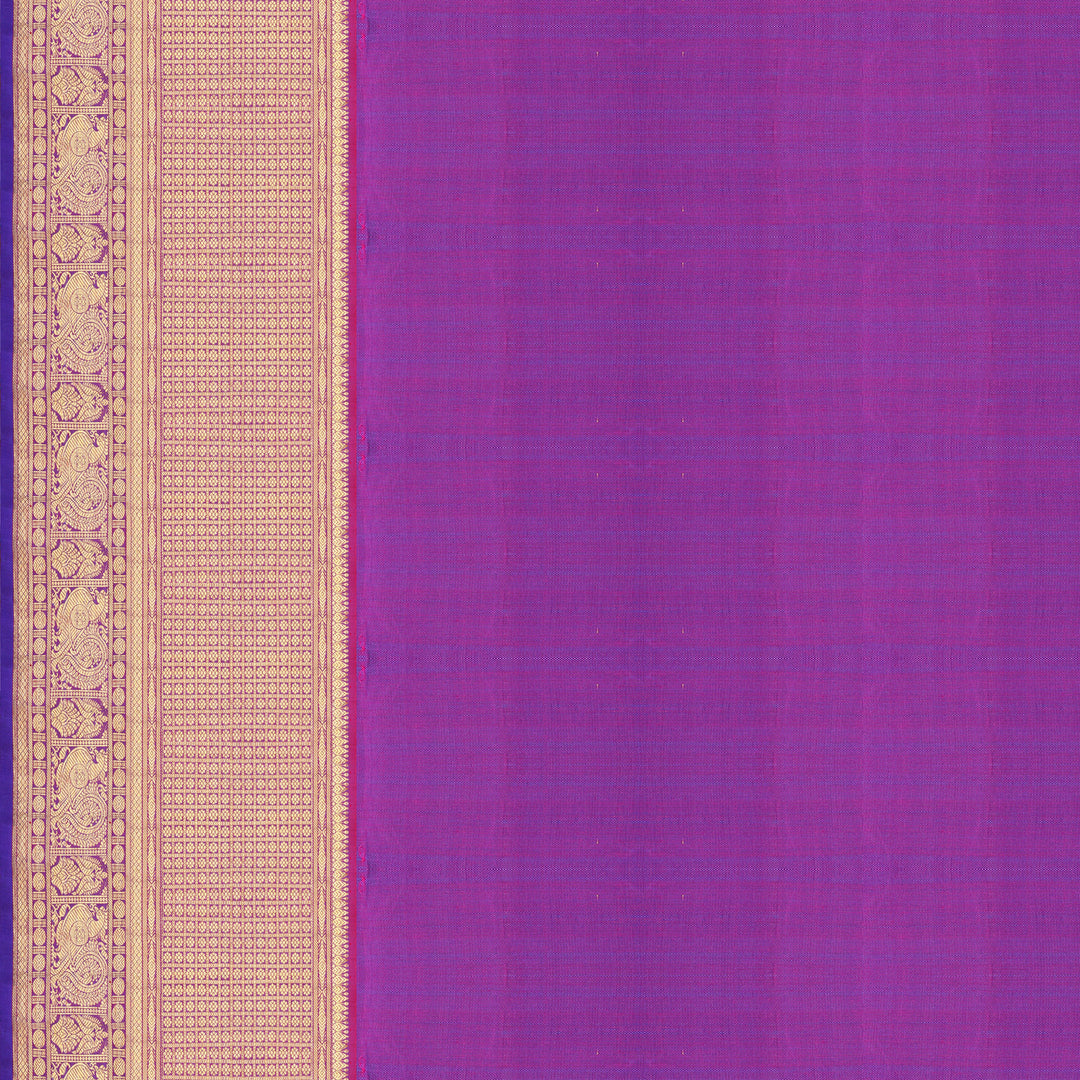 Handwoven Pink with Purple Kanjivaram Silk Saree - 493T002922DSC - Blouse View