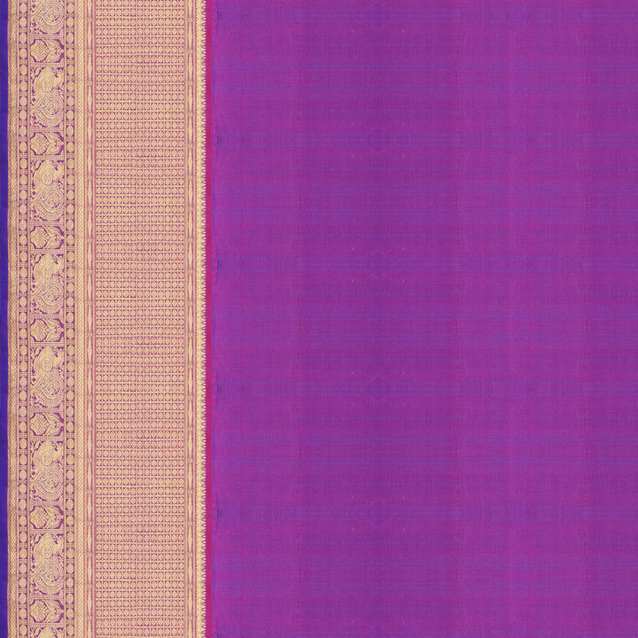 Handwoven Pink with Purple Kanjivaram Silk Saree - 493T002922DSC - Blouse View