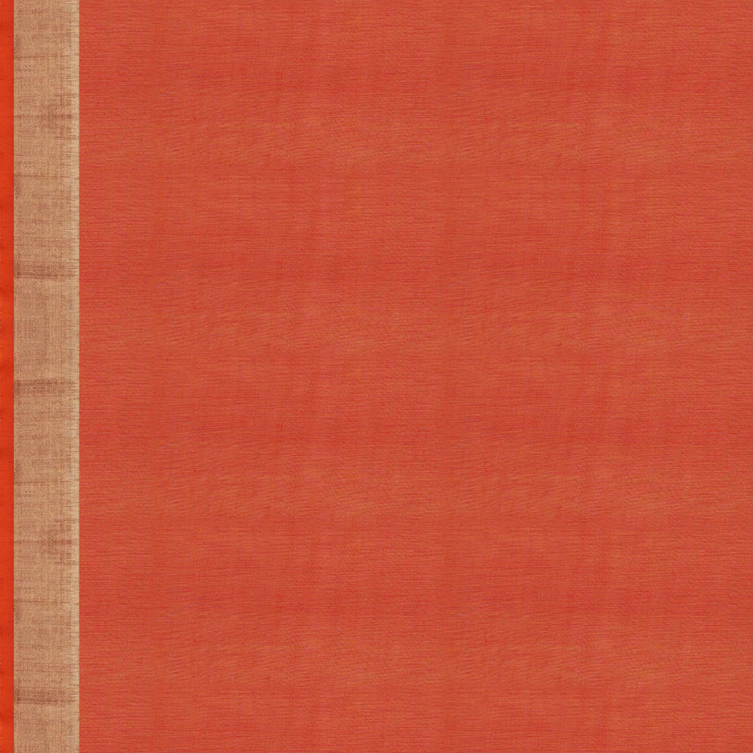 Handwoven Blue with Orange Silk Cotton Saree - 1695T007858DSC