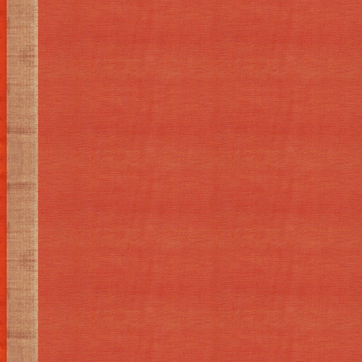 Handwoven Blue with Orange Silk Cotton Saree - 1695T007858DSC
