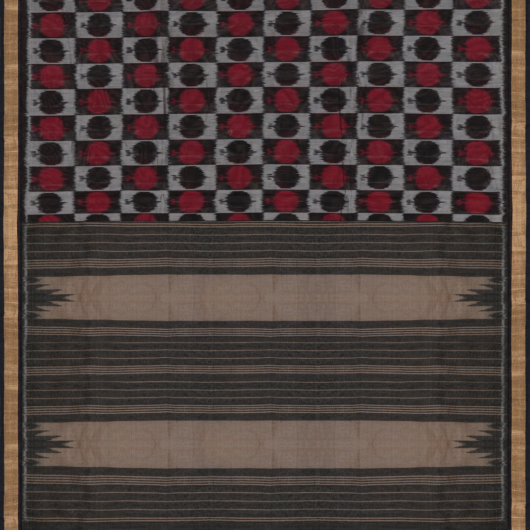 Handwoven Black Silk Cotton Saree - 1697T007867DSC