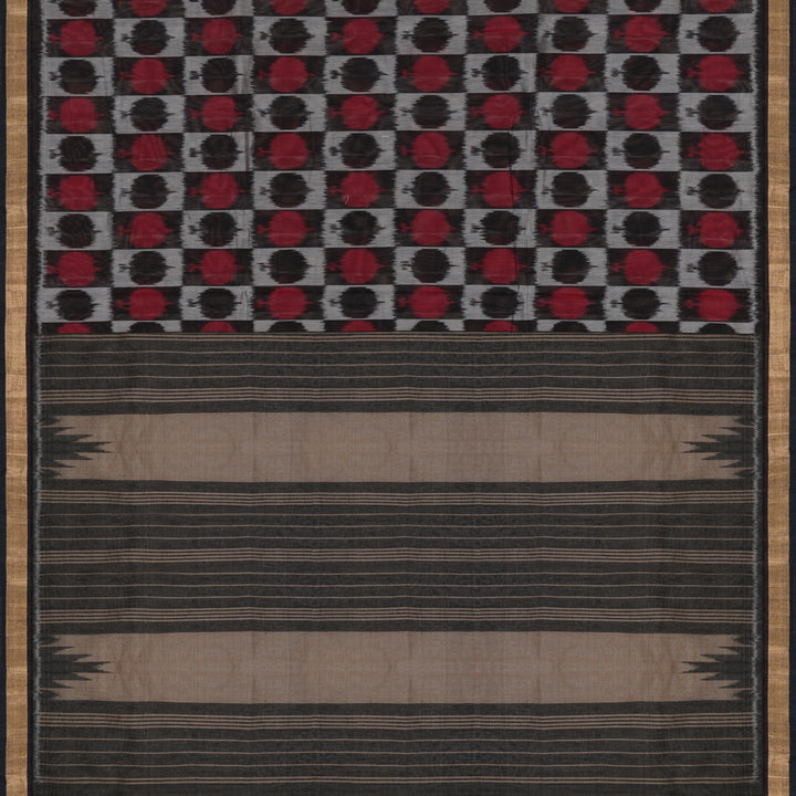 Handwoven Black Silk Cotton Saree - 1697T007867DSC