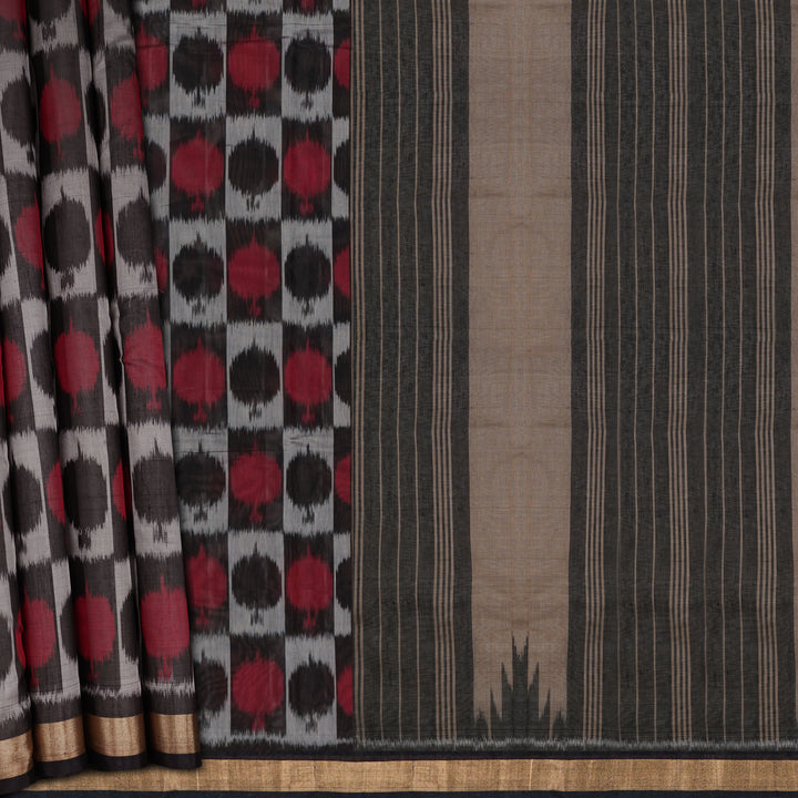 Handwoven Black Silk Cotton Saree - 1697T007867DSC