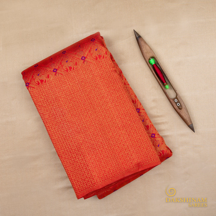 Handwoven Red and Purple (Blouse) Kanjivaram Silk Saree -562T001359DSC