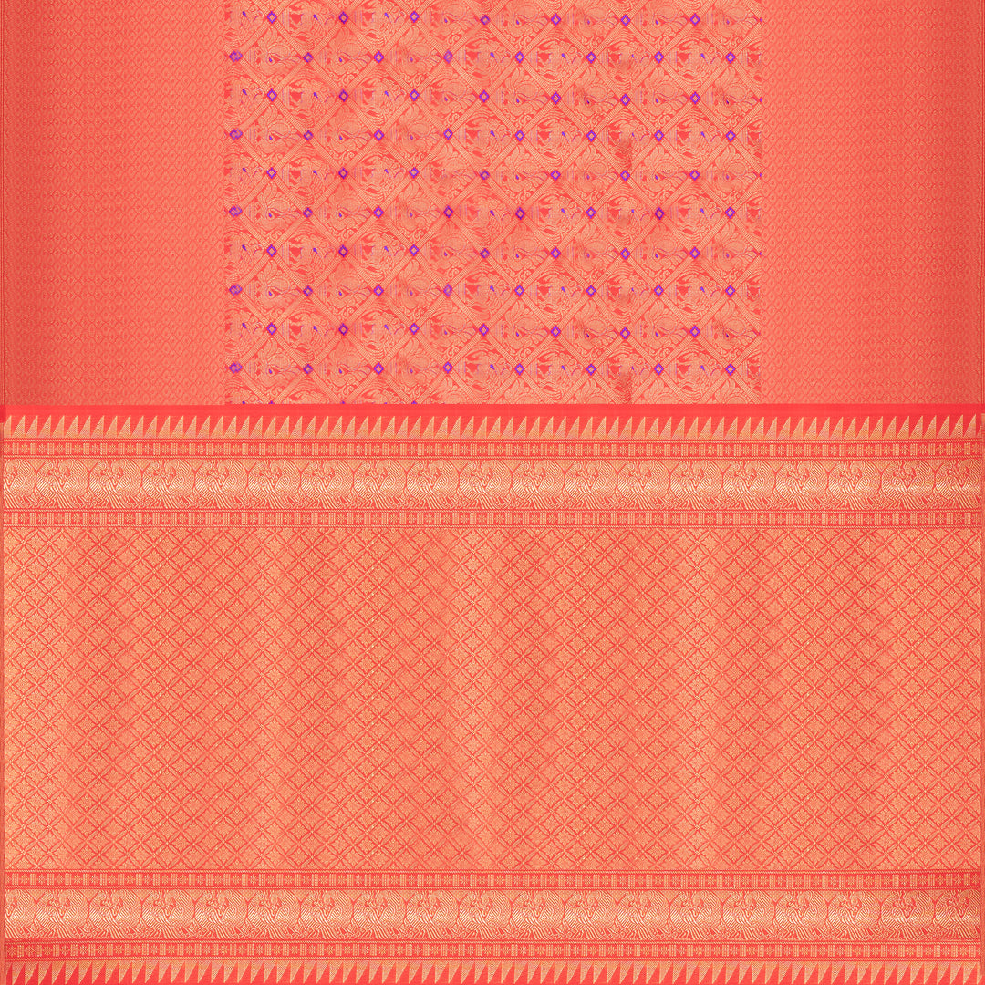 Handwoven Red and Purple (Blouse) Kanjivaram Silk Saree -562T001359DSC