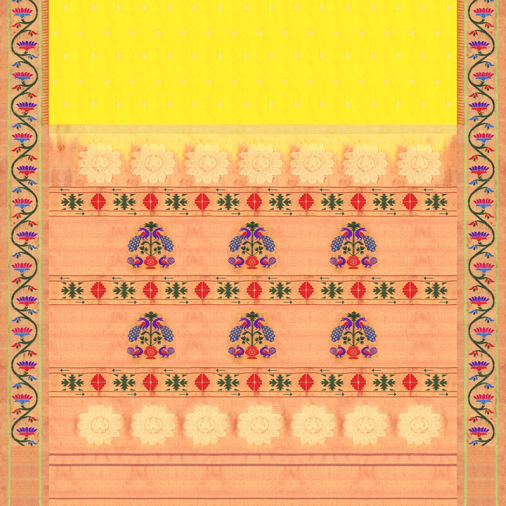 Handwoven Yellow with Red tissue Gadwal Silk Saree - 823T003455DSC