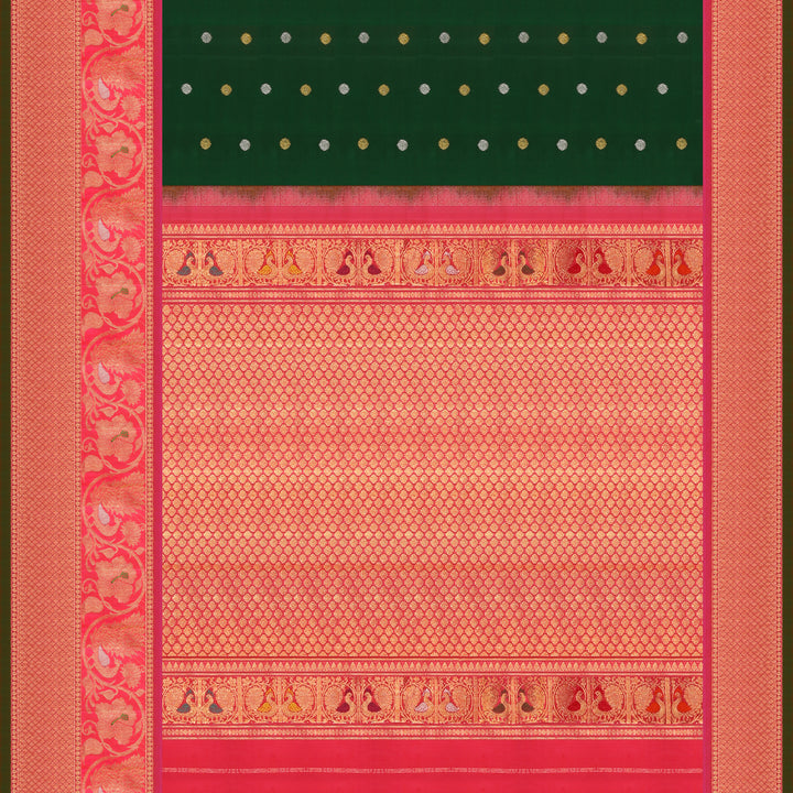 Handwoven Green with Pink Gadwal Silk Saree - 827T003452DSC - Full View