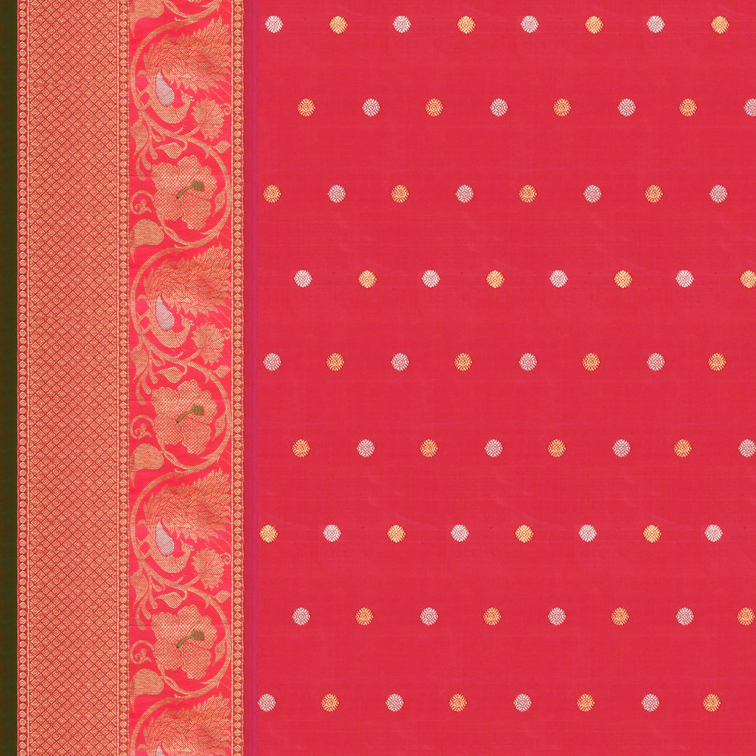 Handwoven Green with Pink Gadwal Silk Saree - 827T003452DSC - Blouse View