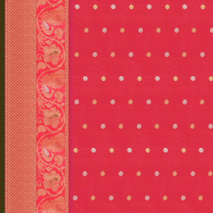 Handwoven Green with Pink Gadwal Silk Saree - 827T003452DSC - Blouse View