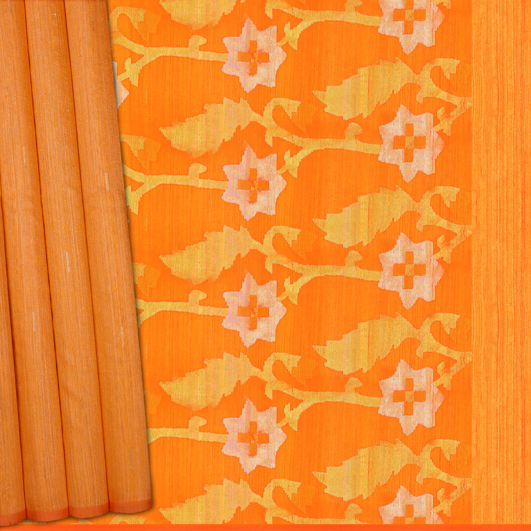 Handwoven Orange Matka Silk Saree - 902T003880DSC - Cover View
