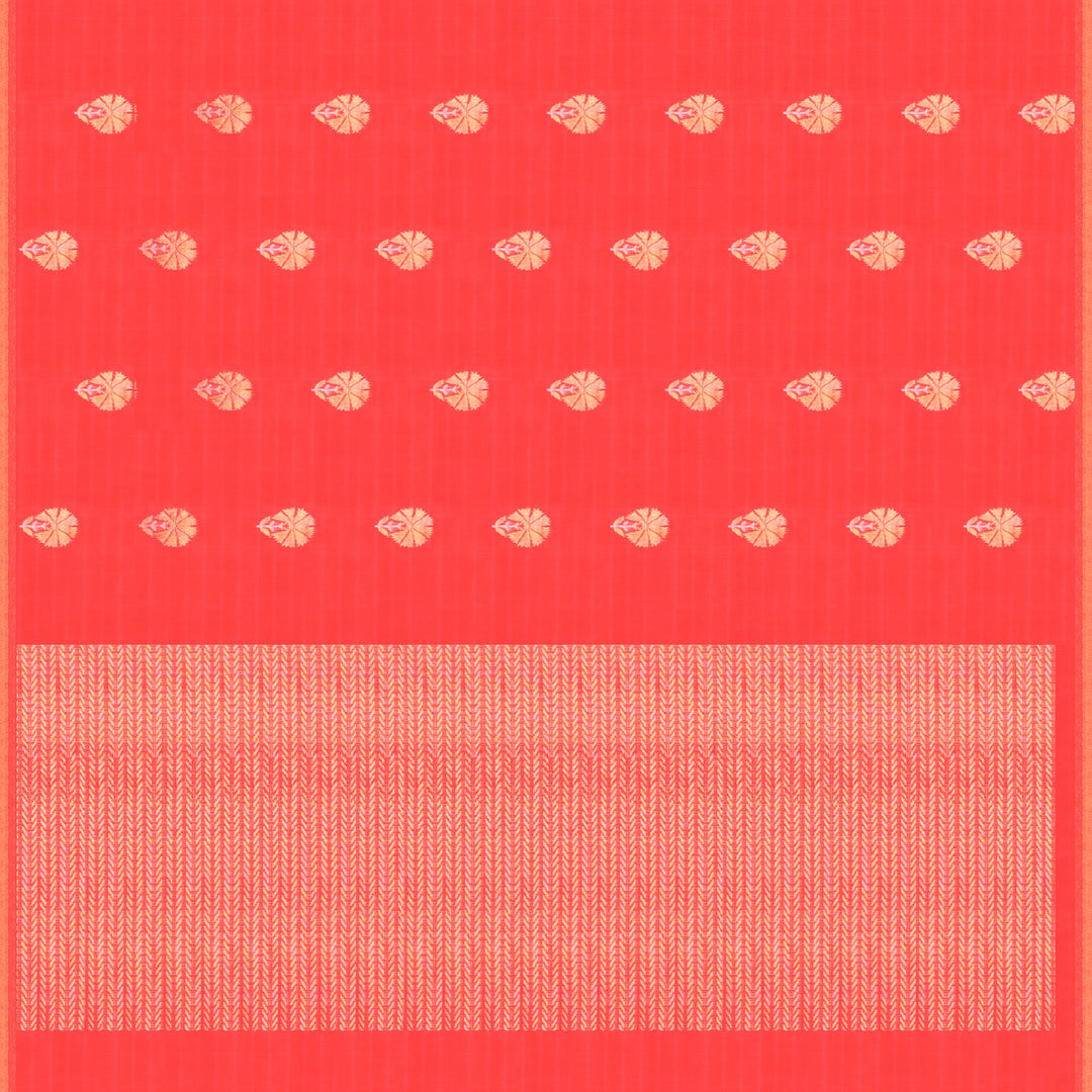 Handwoven Peach Silk Cotton Saree - 890T002036DSC - Full View