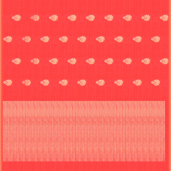 Handwoven Peach Silk Cotton Saree - 890T002036DSC - Full View