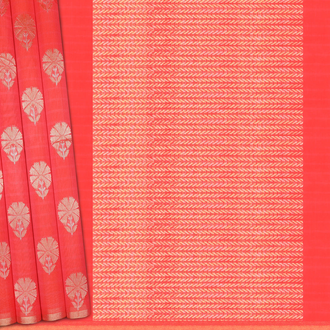 Handwoven Peach Silk Cotton Saree - 890T002036DSC - Cover View
