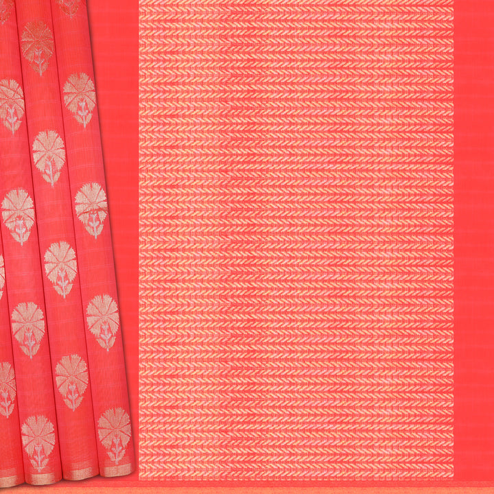 Handwoven Peach Silk Cotton Saree - 890T002036DSC - Cover View