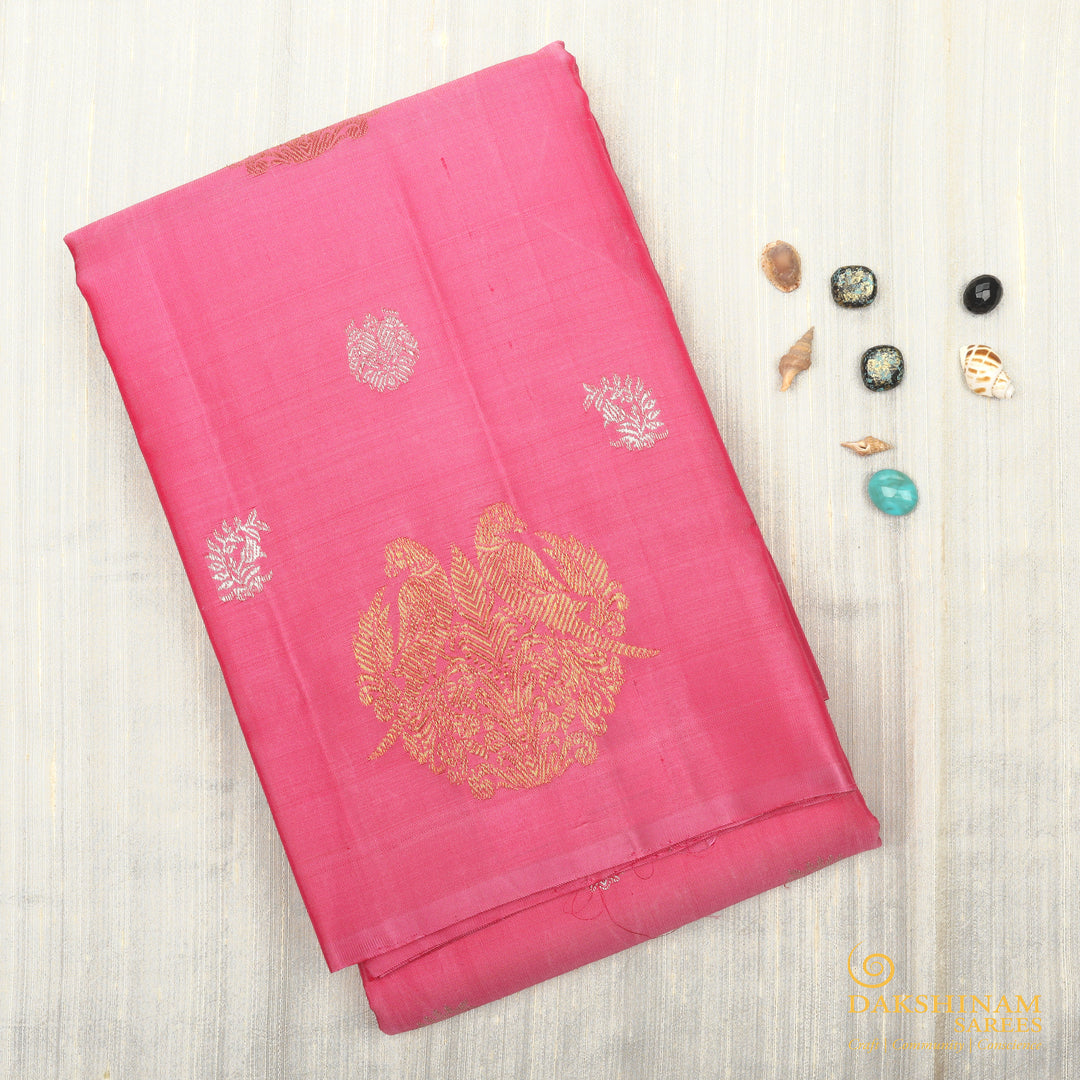 Handwoven Pink Kanjivaram Silk Saree - 1319T004862DSC
