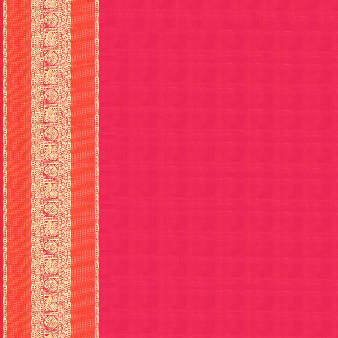 Handwoven Green with Pink and Orange Kanjivarm Silk Saree - 1475T004066DSC - Blouse View